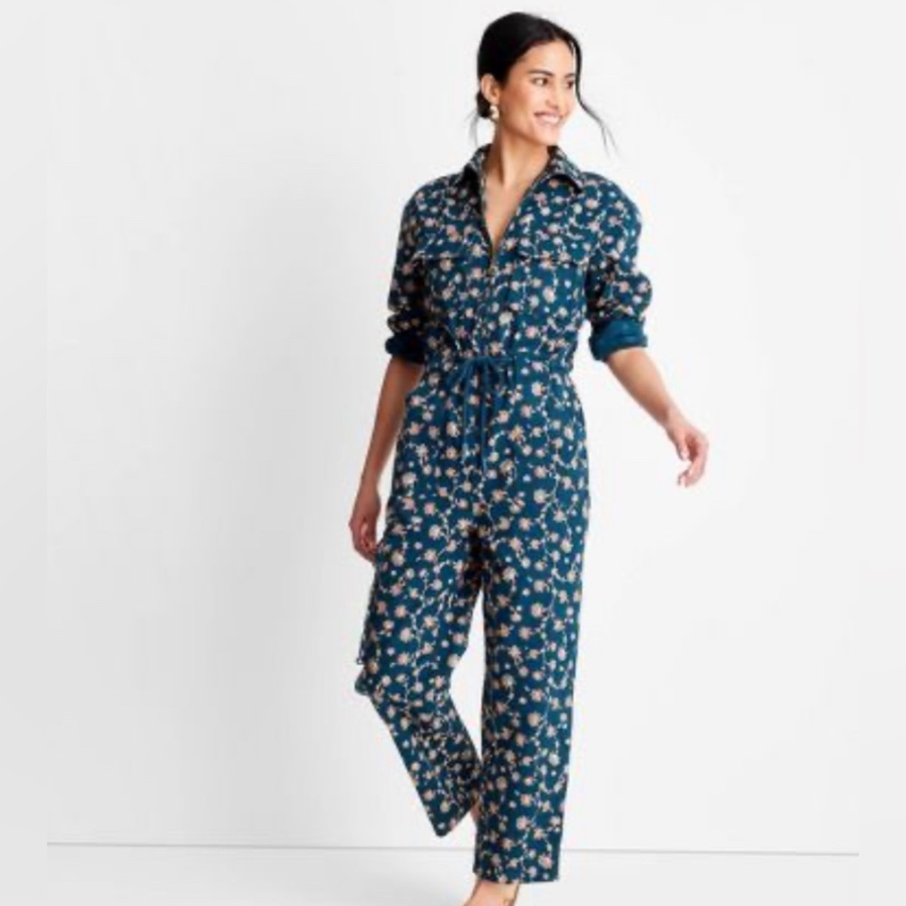 Women's Floral Print Long Sleeve Zip-Front Boilersuit - Future Collective™